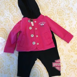 Harley Davidson baby girl hooded matching set